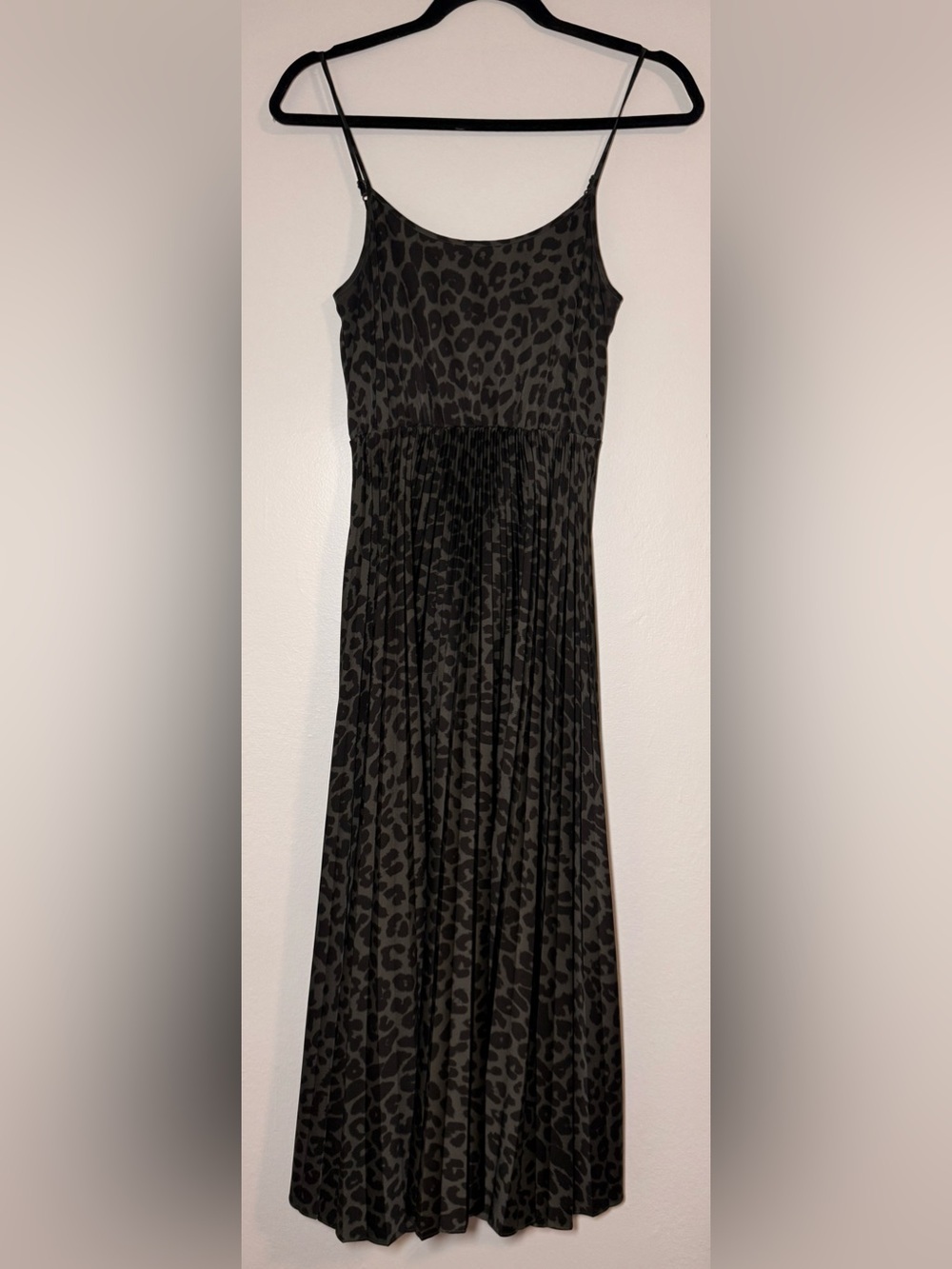 AllSaints Lerin Pleated Midi Dress Womens Small S Shimmer Satin Spaghetti Strap